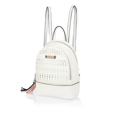 White laser cut backpack